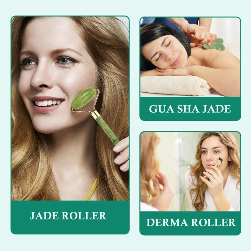 3 in 1 Jade Crystal Face Massager Set