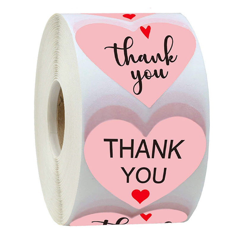 Heart-shaped Thank You Sticker for Gifts, Cards, and Notes