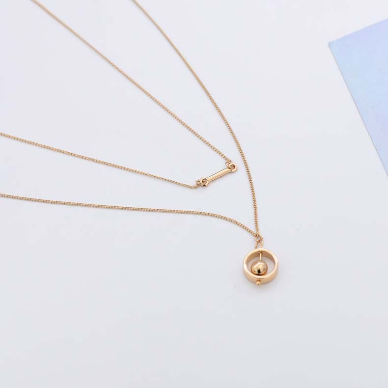 Korean Simple Multi Layer Geometric Circle Pendant Necklace Women's New Year Accessories Sweater Chain Accessories Drop Shipping