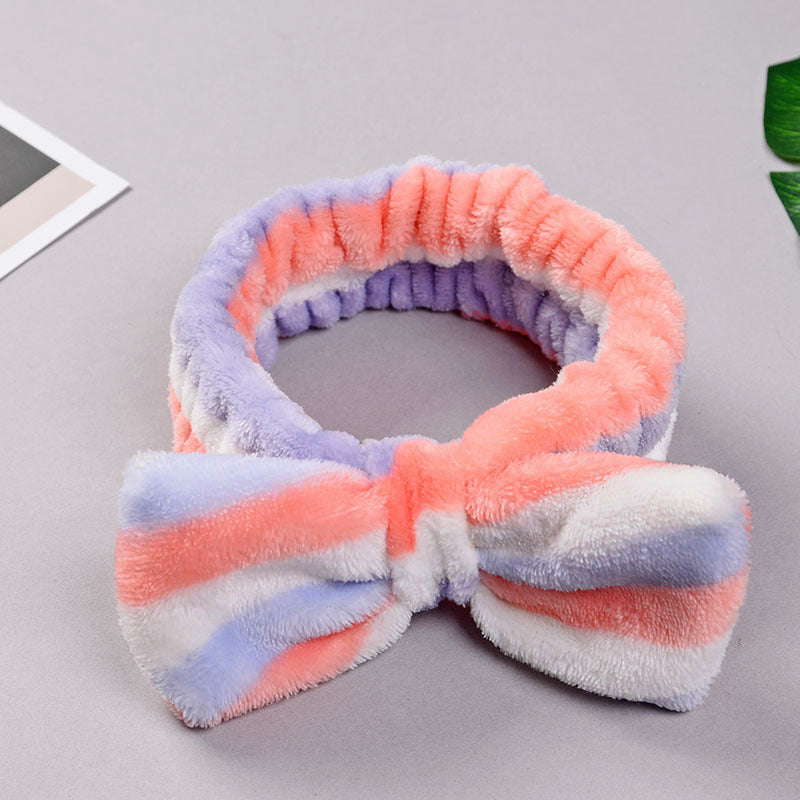 Striped headband with flannel bow