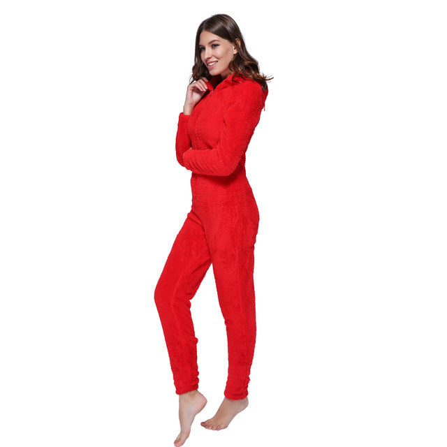 Winter Warm Pyjamas Fluffy Jumpsuits Sleepwear