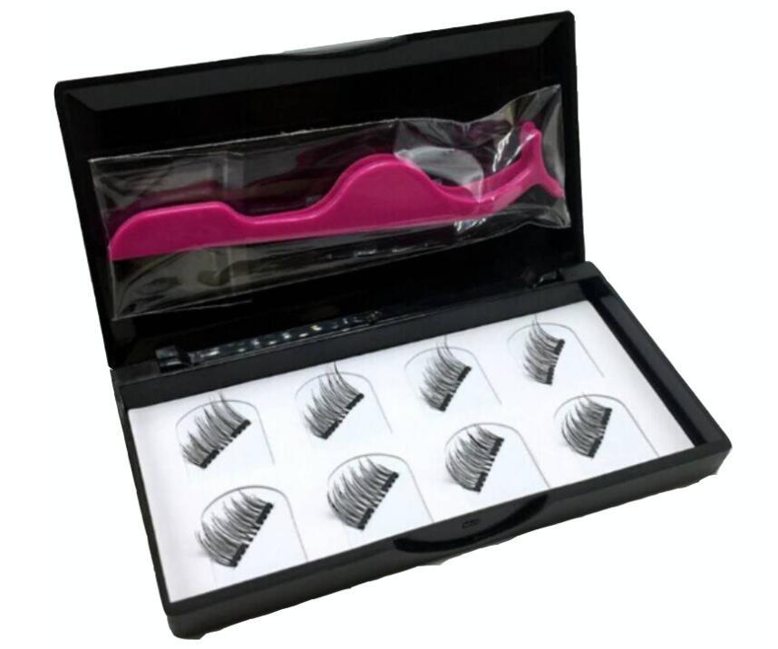 Three-dimensional double magnet false eyelashes four pairs of magnet eyelashes no glue and no trace pure manual magnetic eyelashes manufacturers wholesale