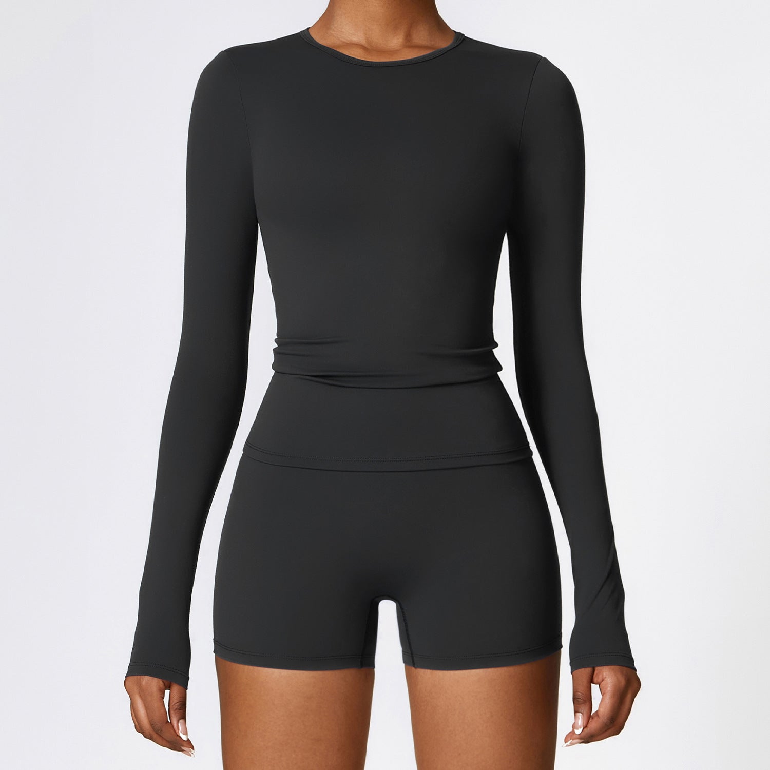 Women's Slim Yoga Suits Long Sleeve Pullover Top And Shorts Fashion Fitness Sports Clothing For Women