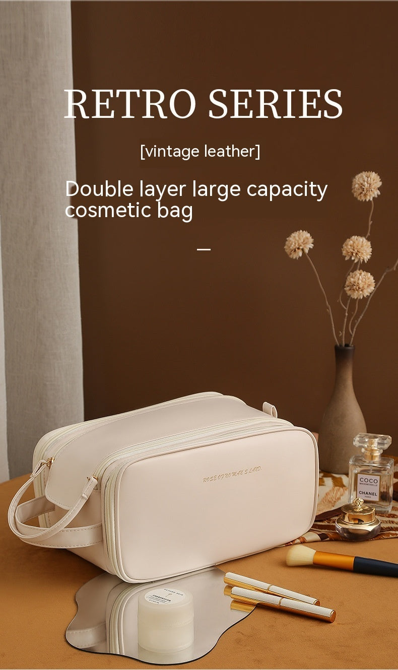 Travel Double Zipper Portable Ins Style Portable Cosmetic Bag