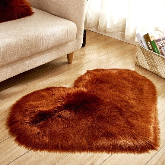 Plush Heart Shaped Carpet Non-Slip Mat Fluffy Rug
