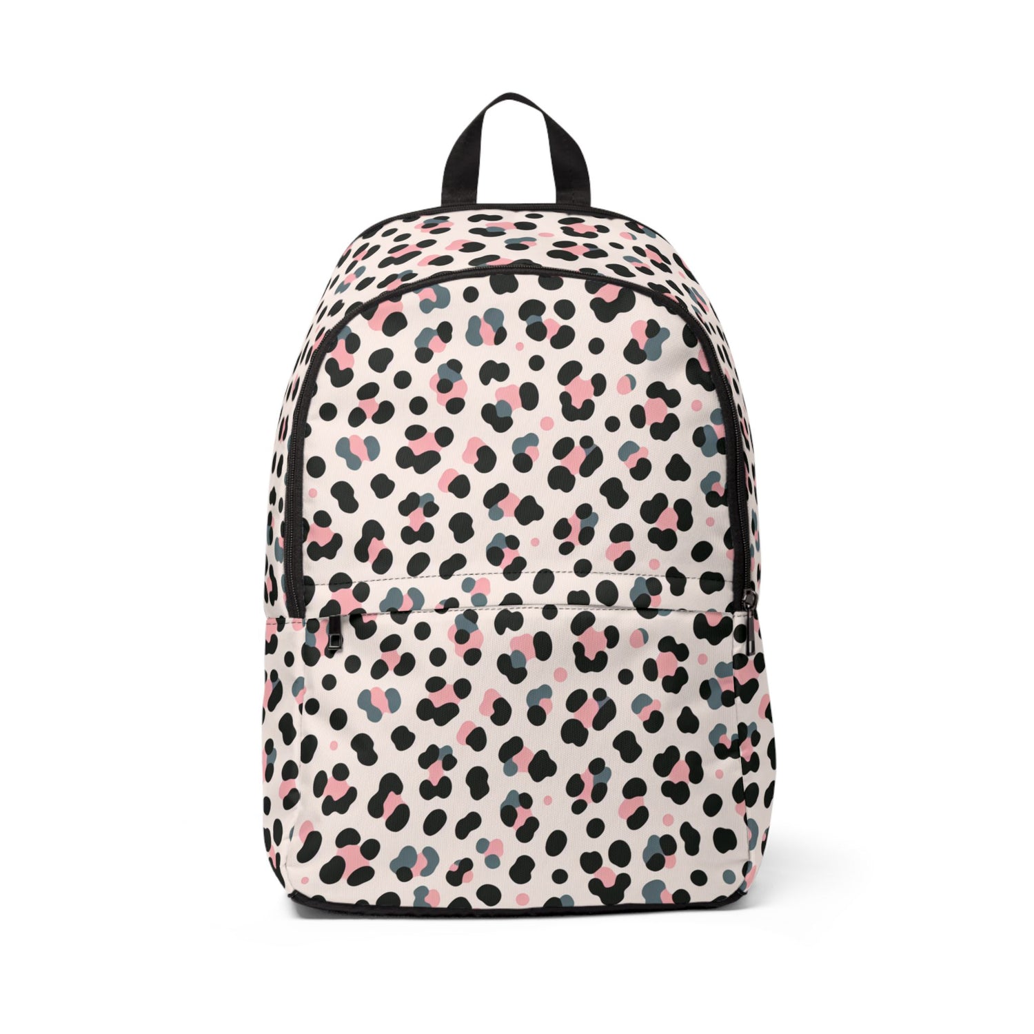 Pink Grey Leopard Unisex Fabric Backpack