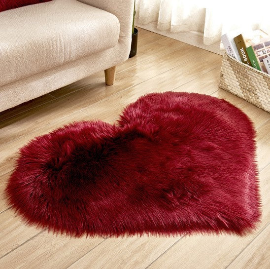 Plush Heart Shaped Carpet Non-Slip Mat Fluffy Rug