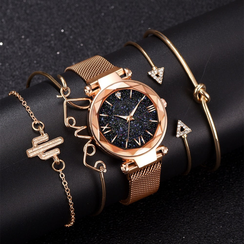 Milan strap magnet buckle quartz watch