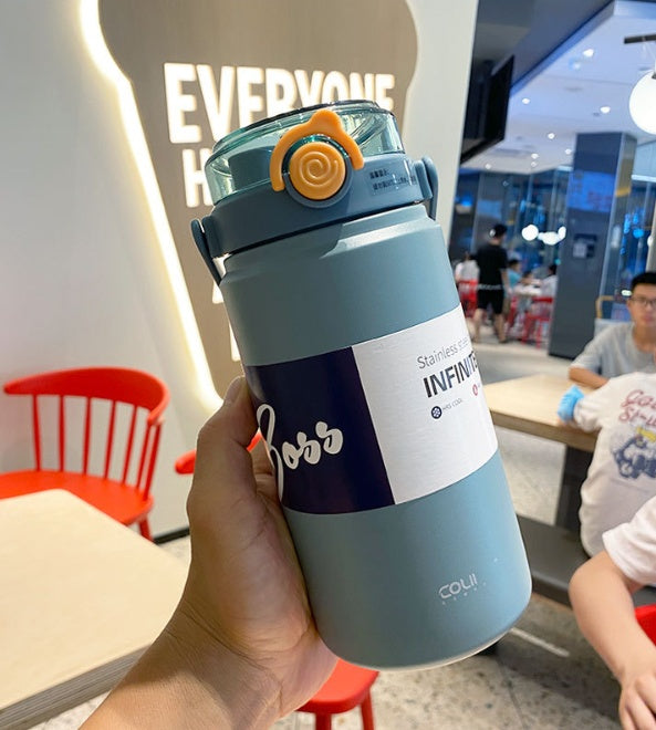 New Thermal Pot Water Cup Large Capacity Straw Direct Drink Outdoor Travel Stainless Steel Kettle