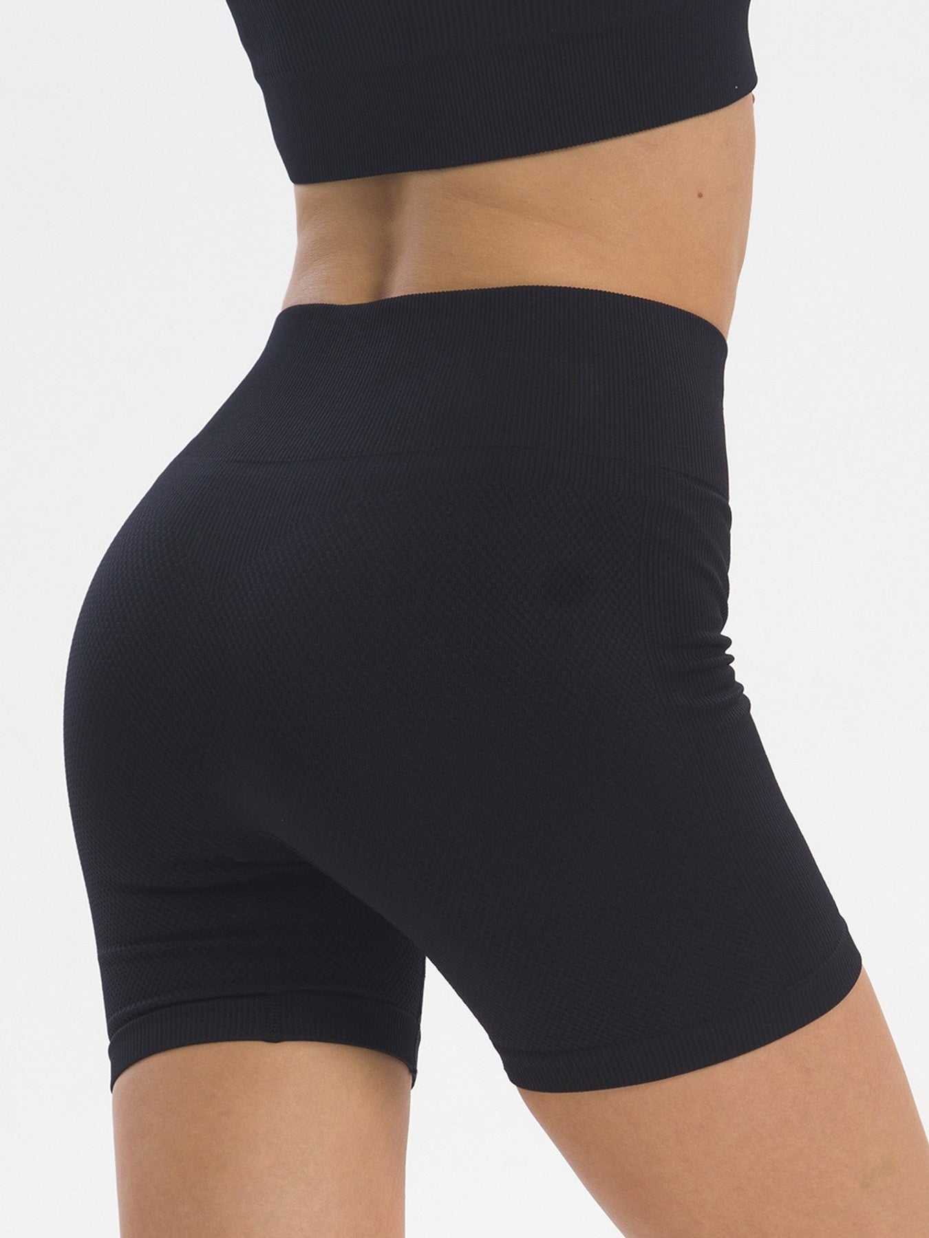 2 Piece Seamless Ribbed Crop Tank High Waist Shorts Sports Set