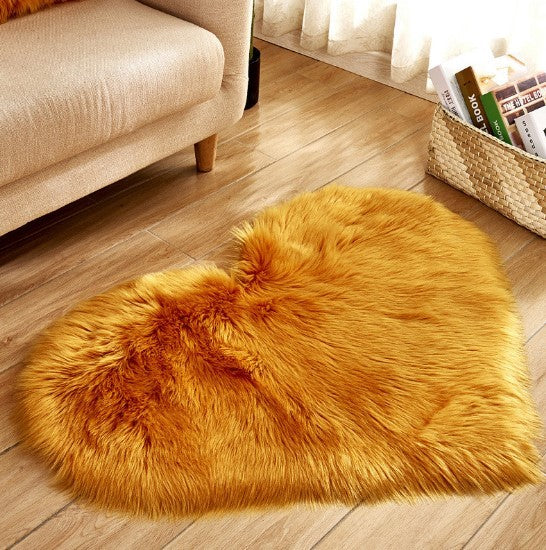 Plush Heart Shaped Carpet Non-Slip Mat Fluffy Rug