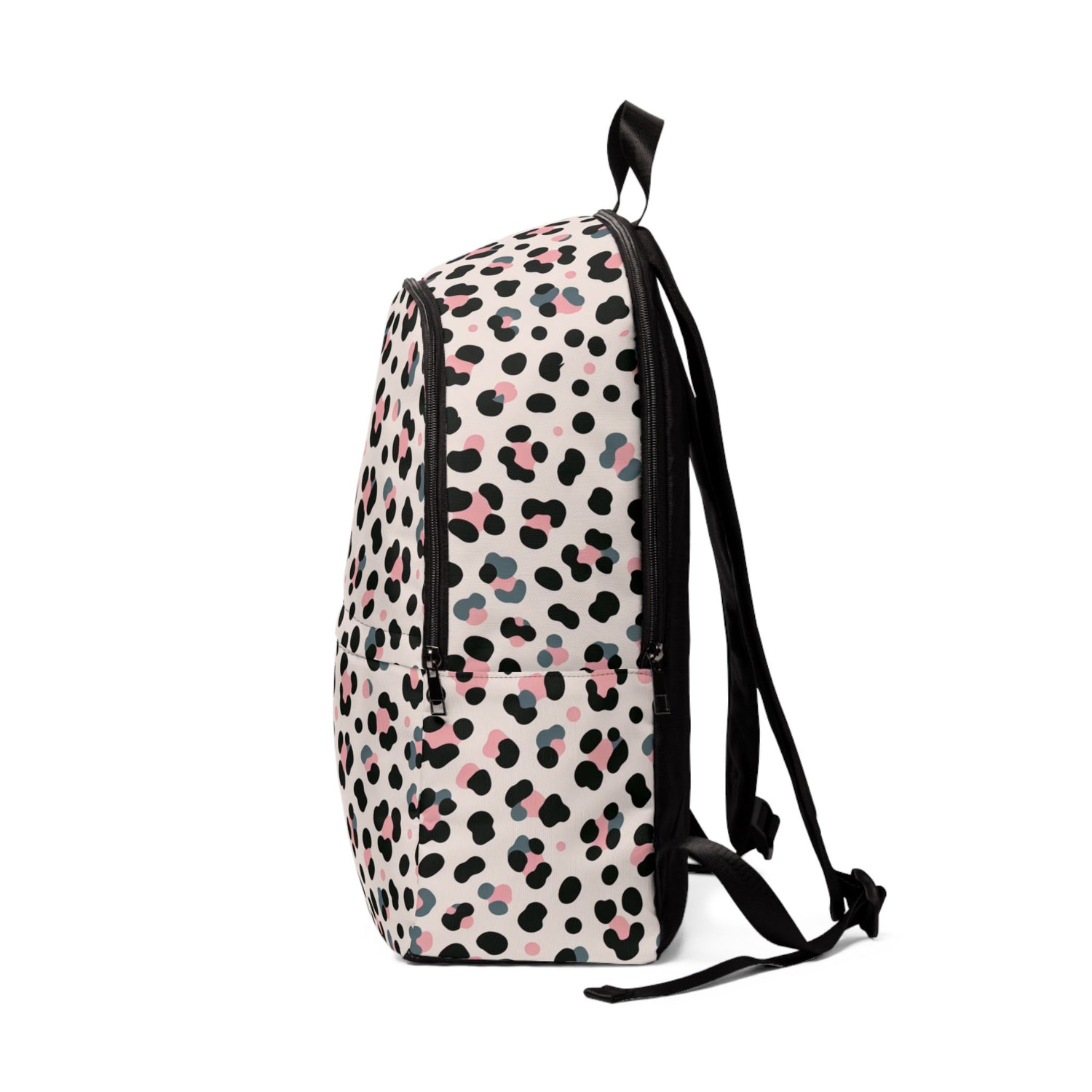 Pink Grey Leopard Unisex Fabric Backpack