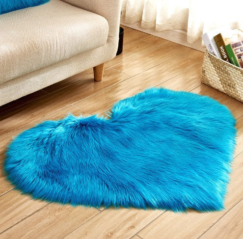 Plush Heart Shaped Carpet Non-Slip Mat Fluffy Rug