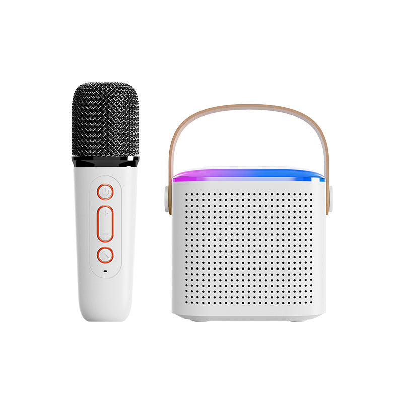 Microphone Karaoke Machine Bluetooth-compatible Speaker with 2 Wireless Mic RGB Light Entertainment Singing Speaker