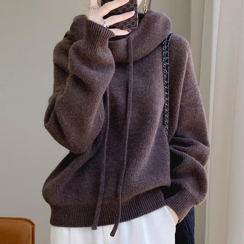 Women's Thick Knit Sweater Hoodie