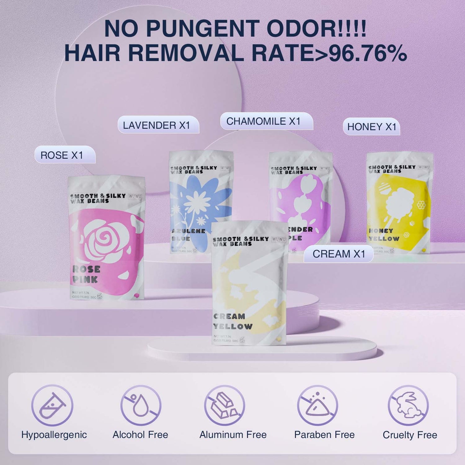 Waxing Kit Hair Removal Wax Melt Warmer For Face, Brazilian, Full Body, Bikini 19 Items