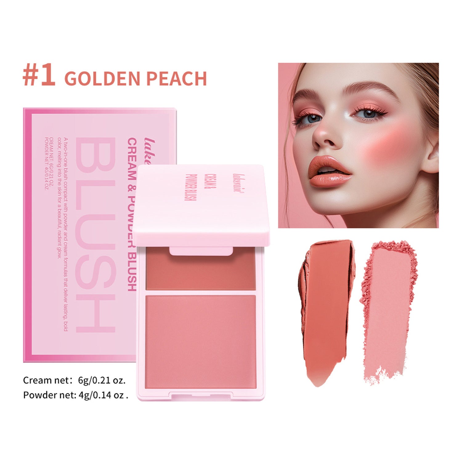 Two-in-one Blusher Blush Powder Plate Not Easy To Smudge