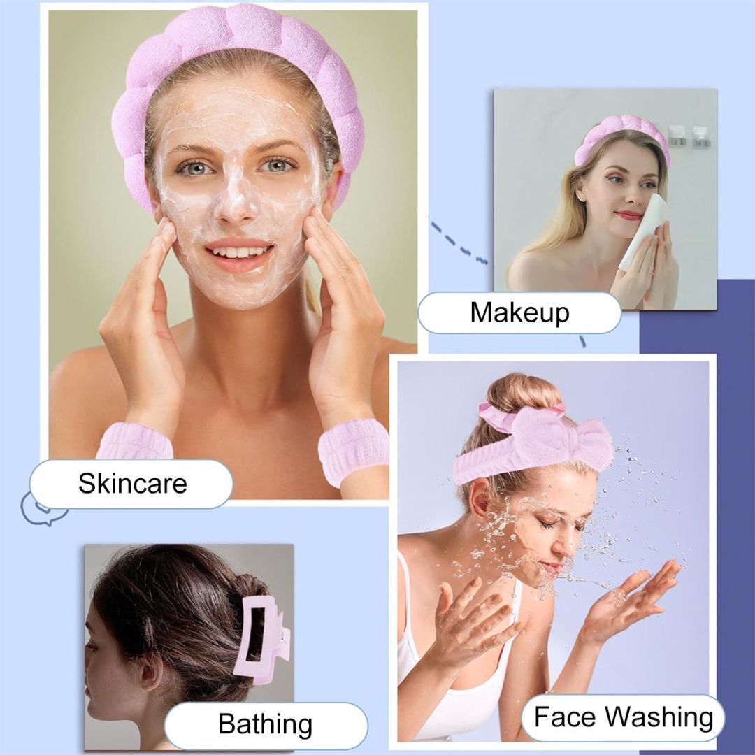 Head Clasp, Hair Dryer Hat Bracelet Headband Headband Seven-piece Grab Clip Purple