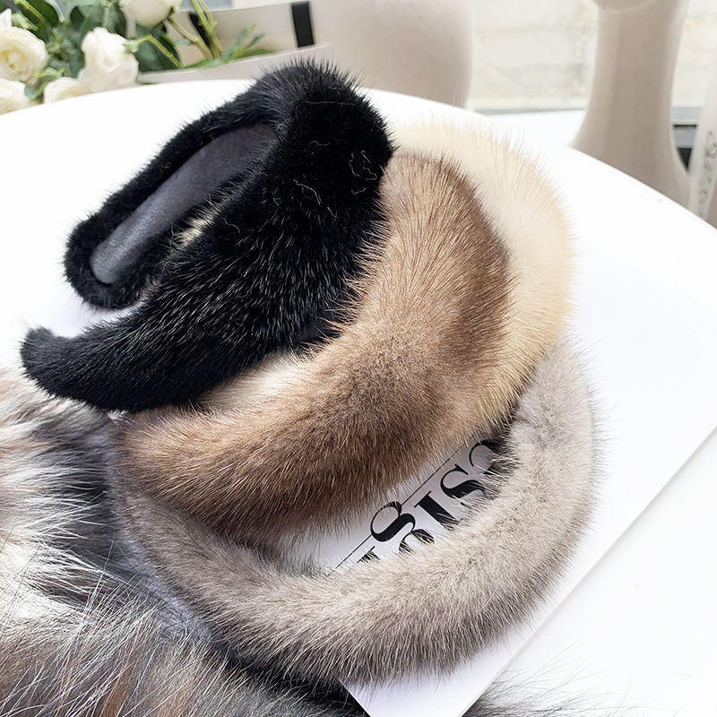 Women's Fur Mink Velvet Solid Color Headband