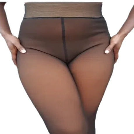 Seamless Knitted Leggings Women's Transparent Plus Size One-piece Trousers