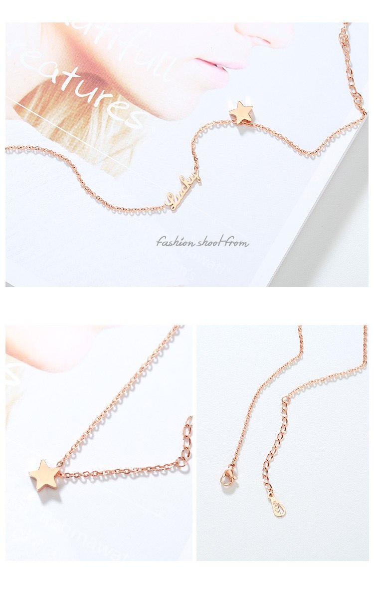 Rose Gold Color Anklet Lucky Star Chain for Woman Jewelry 316 L Titanium Steel Valentine Gift Never Fade Top Quality