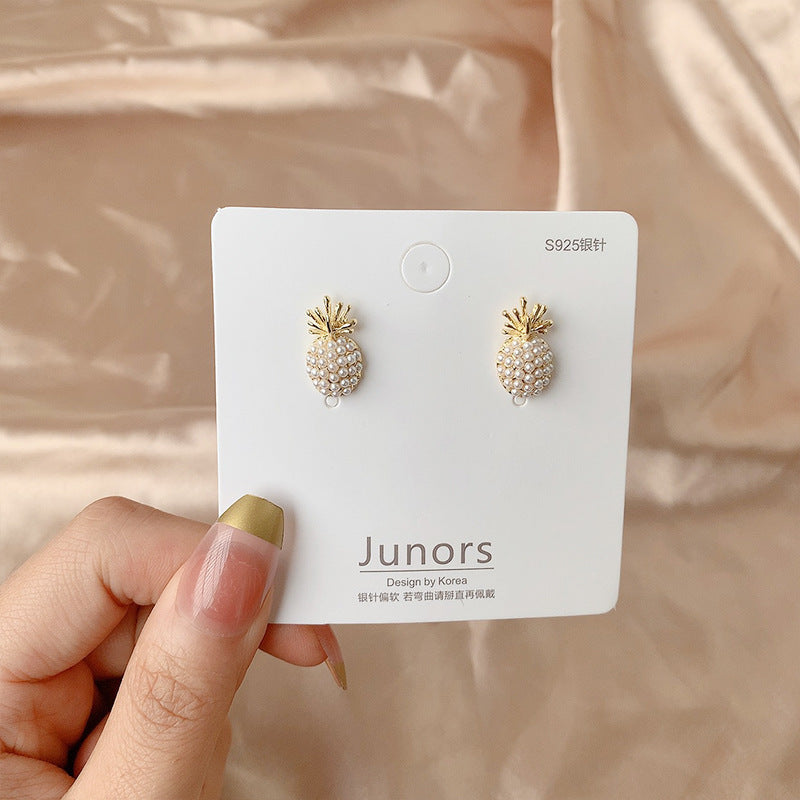 Silver Needle Simple Pineapple Pearl Ear Stud