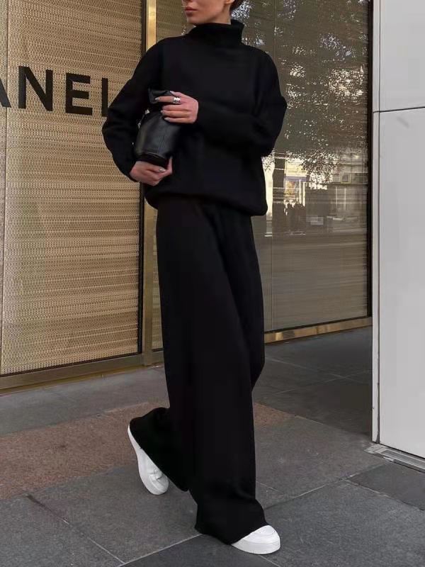 Solid Knit Cotton Loose Fit Casual Set