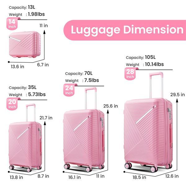 Pastel Pink 4-piece Luggage Set