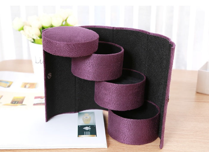 Flannel Cylinder Three-layer Storage Jewelry Box