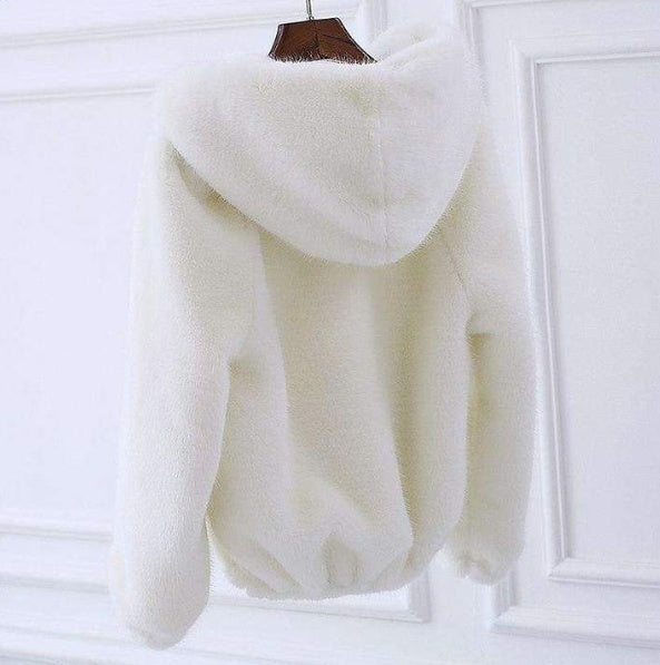 Autumn and winter new Korean version of the rabbit fur grass short female imitation mink loose plush hooded thick coat