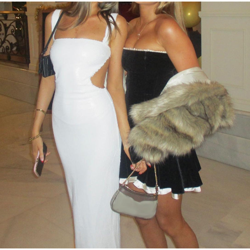 Backless Sequin Sling Dress