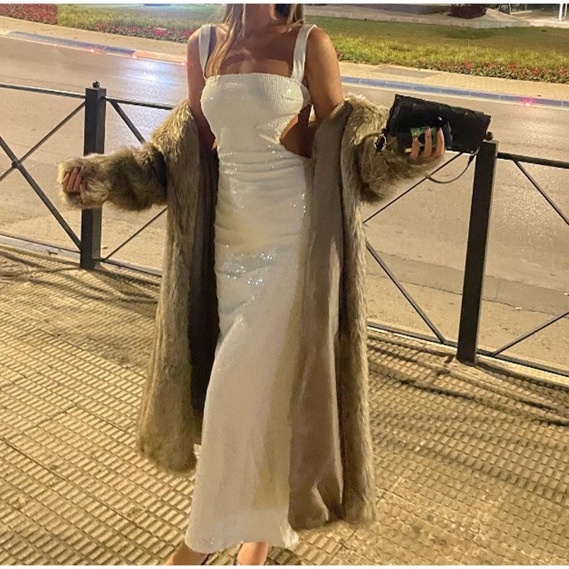 Backless Sequin Sling Dress