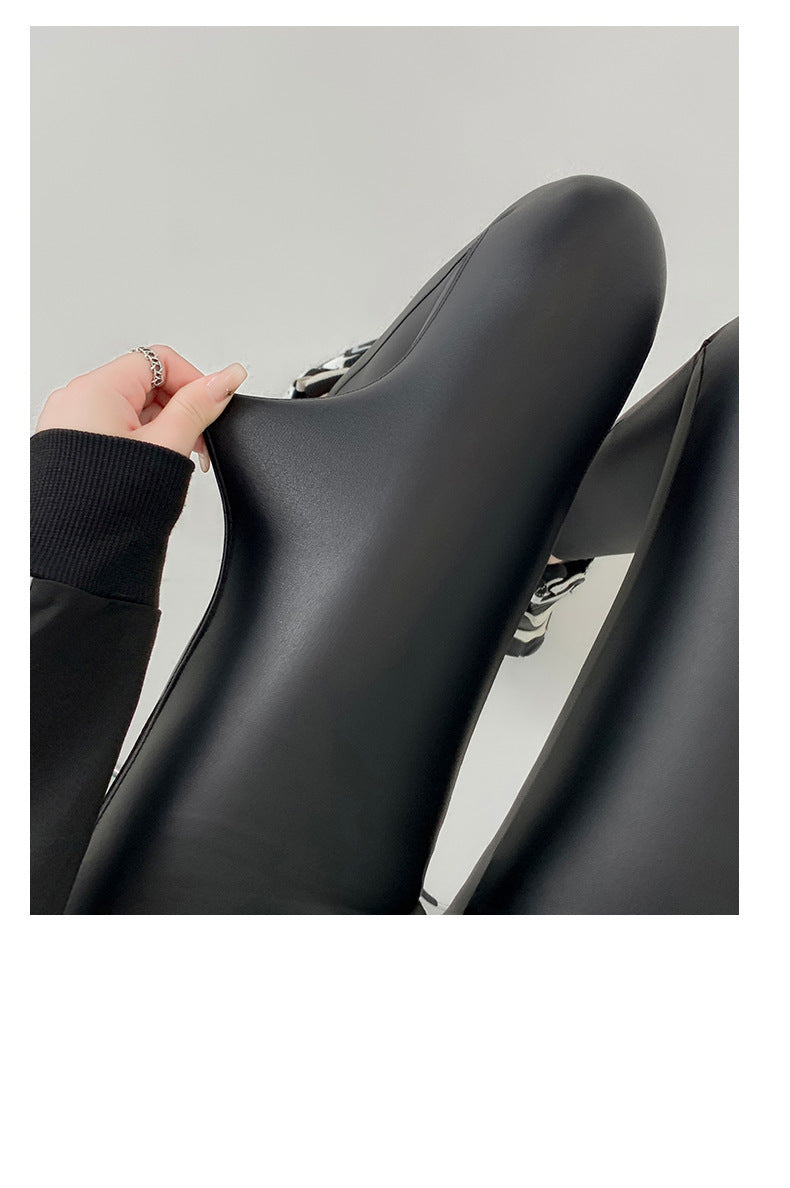 Stretch Tight Leather Pants Pu Matte Thin Velvet Weight Loss Pants Leggings
