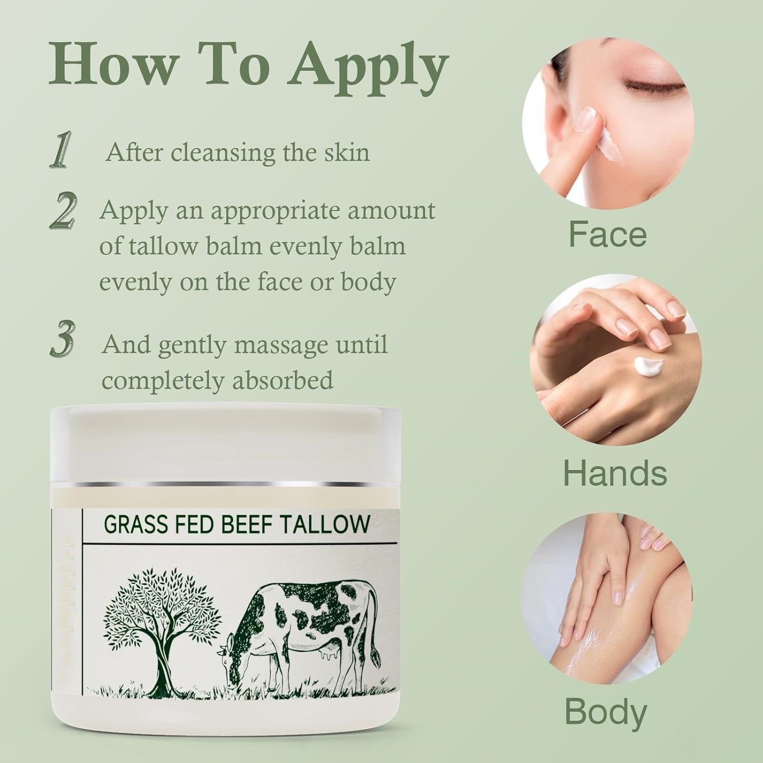Tallow Skin Moisturizing Cream Grass-fed Tallow Soothing Nourishing Moisturizing Cream