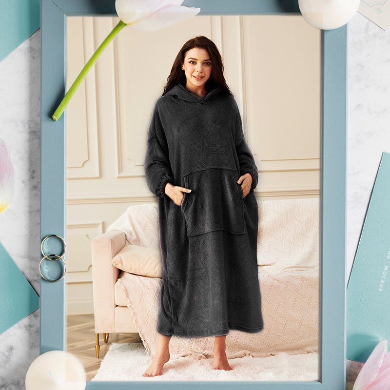 Hooded Pullover Robe with Front Pouch