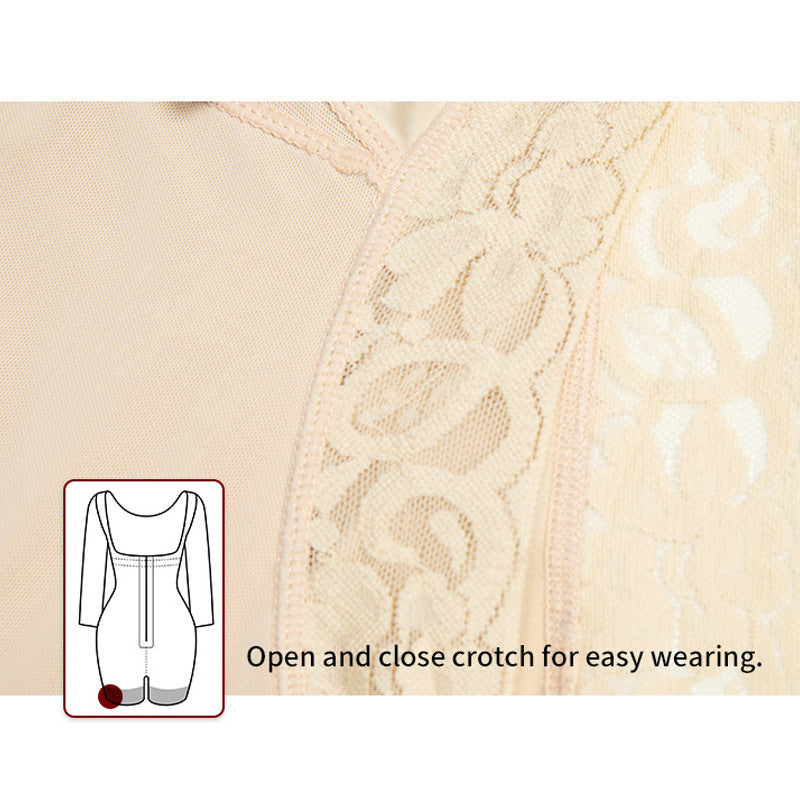 Plus-size Breasted Shapebody Onesie High Waist Long Sleeve Shorts