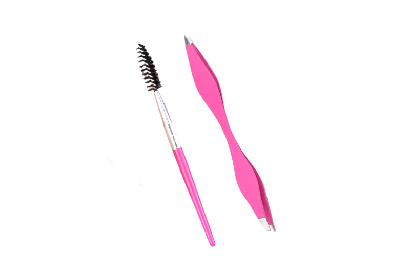 Dual-Edge Eyebrow Tweezer and Brush Set