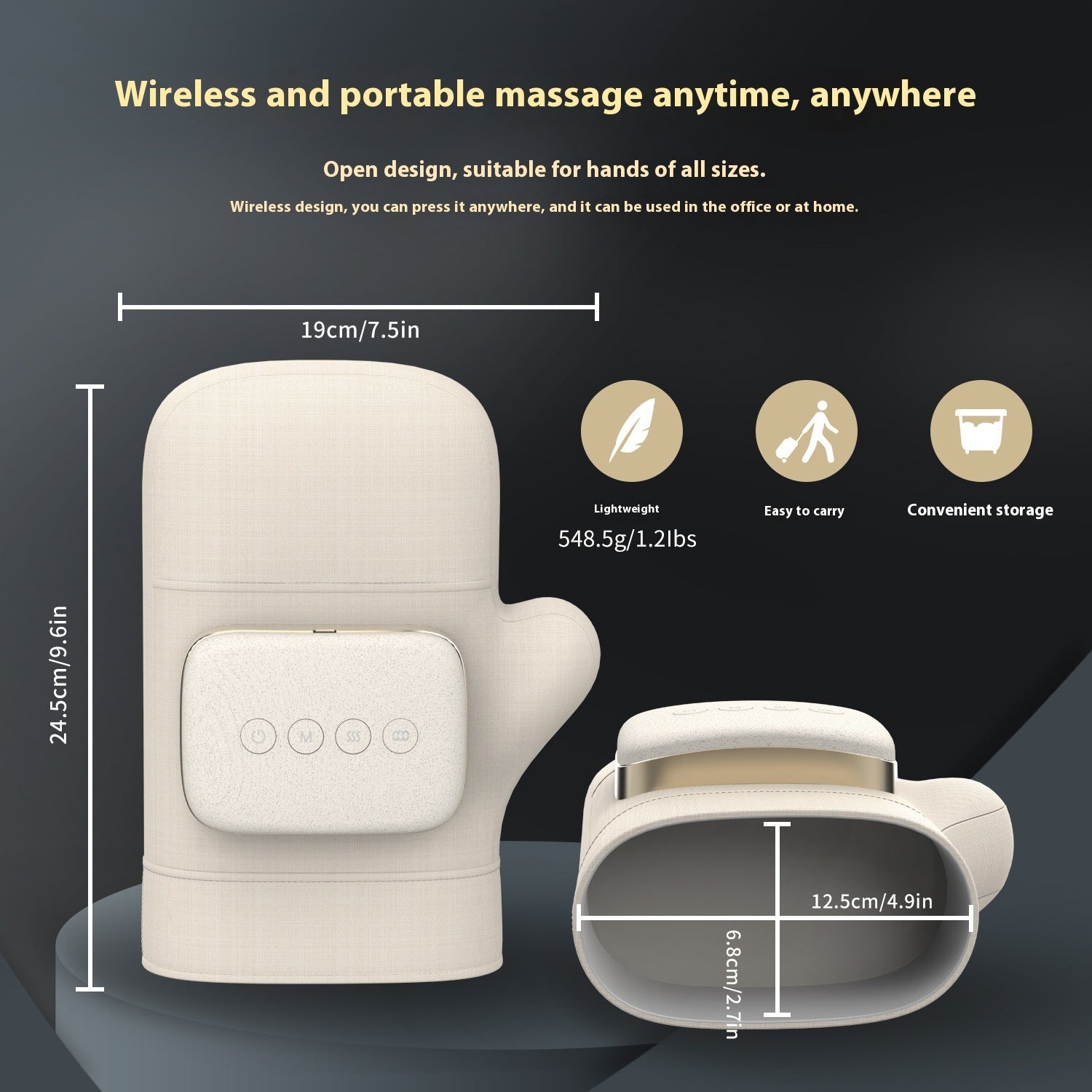 Hand Massage Instrument Warm Hot Compress Kneading Airbag Push Pressure