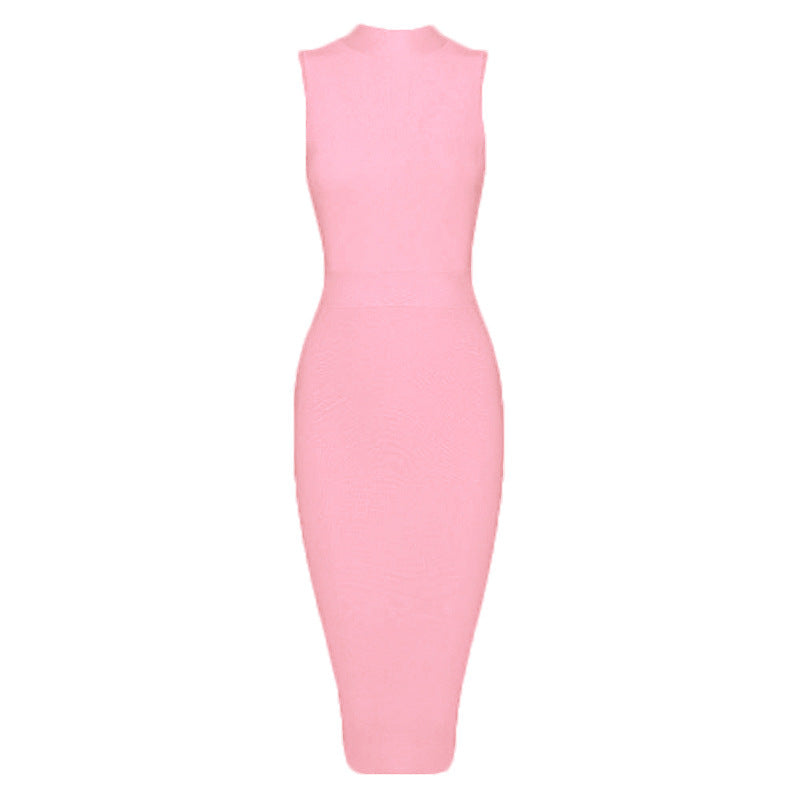 Mock Neck Bandage Dress
