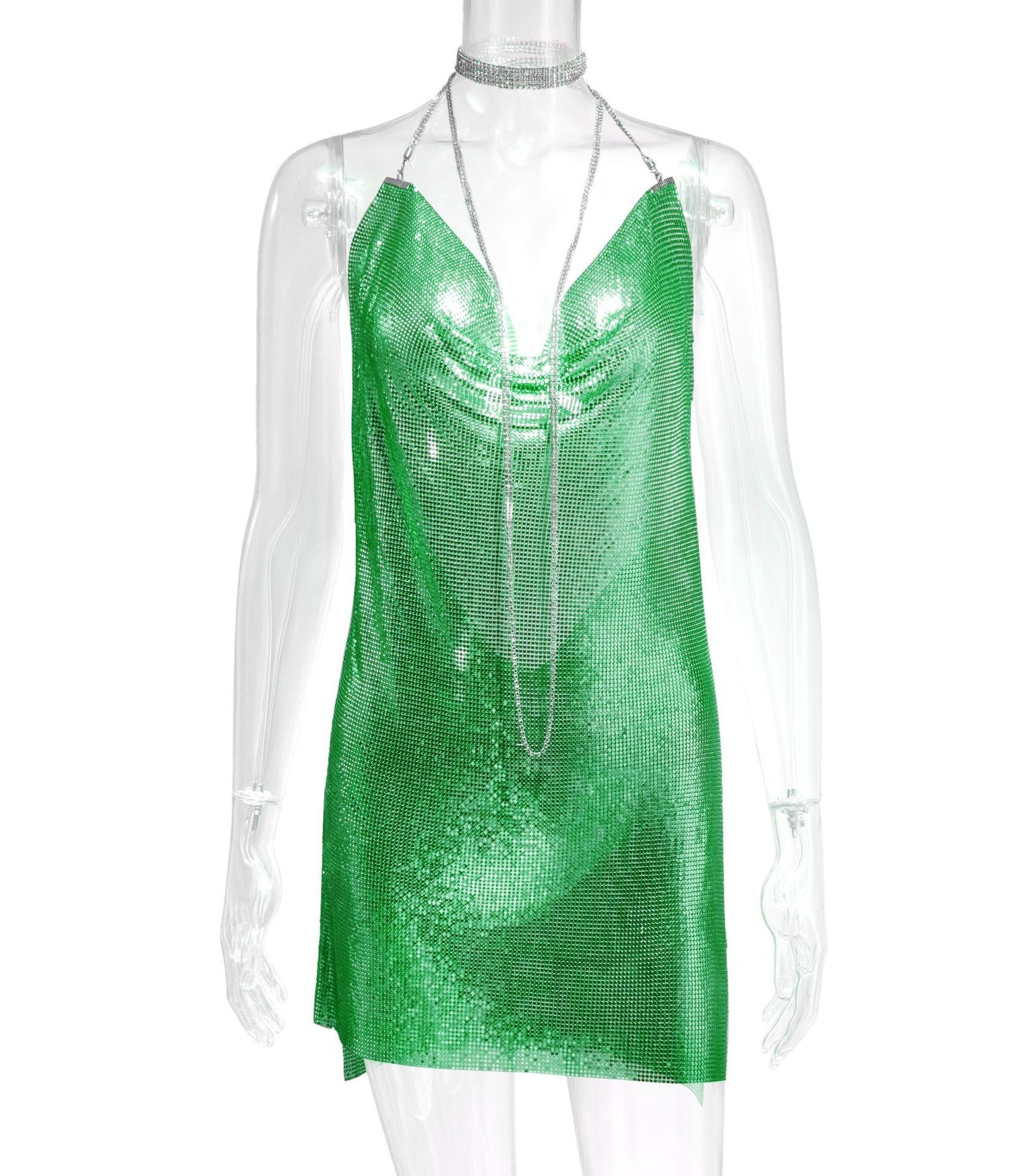 Metal Sequins Dress Rhinestone Women