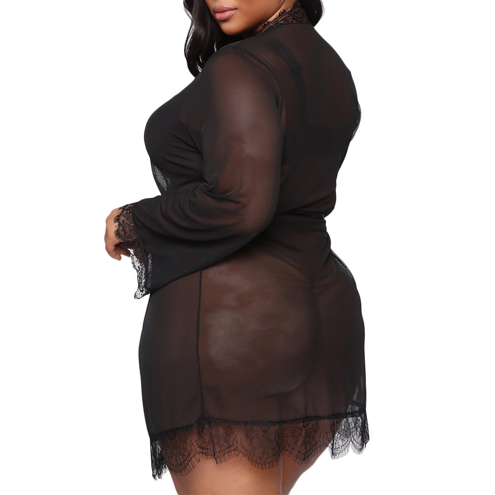 Lace Pajama cardigan lace bathrobe SILK PAJAMA