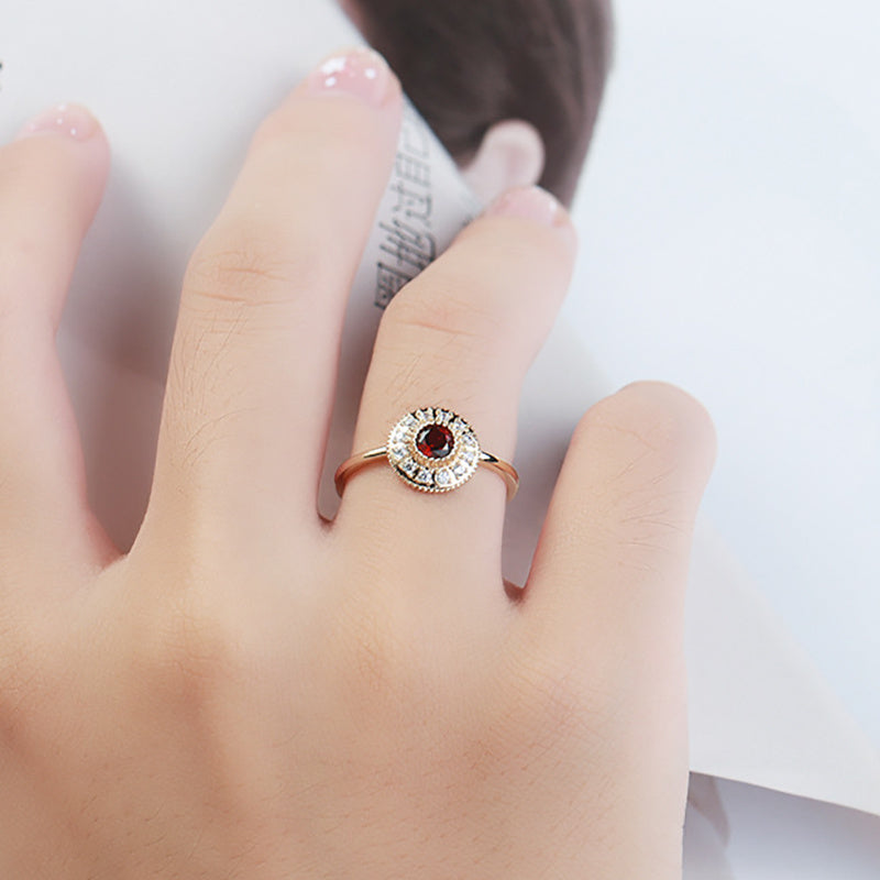 Natural garnet compass ring
