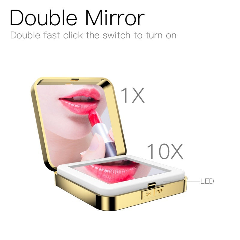 Illuminated Compact Mirror with Magnification