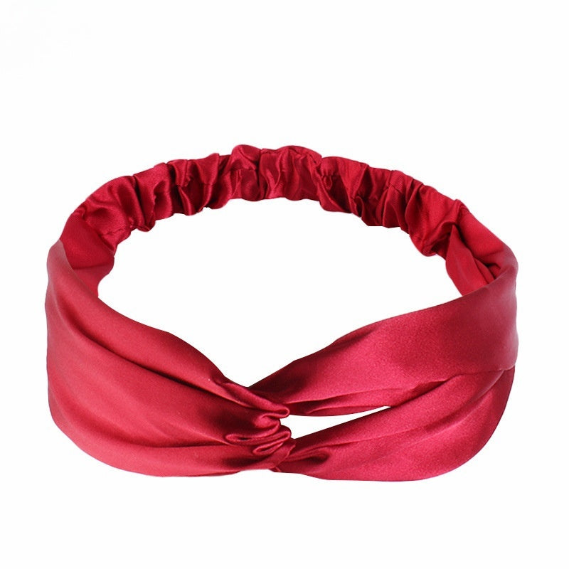 Artificial Silk Cross Headband Hair Band Hair Care Cover Elastic Satin Headband