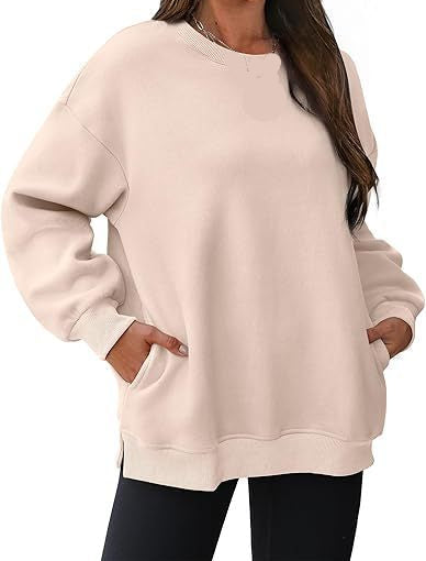 Women's Round Neck Pullover Oversized Loose Velvet Long Sleeve Sweatshirt