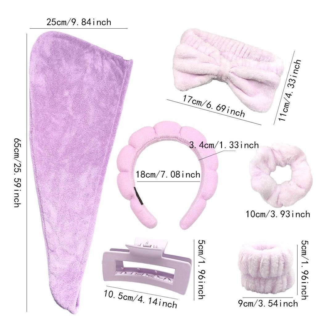 Head Clasp, Hair Dryer Hat Bracelet Headband Headband Seven-piece Grab Clip Purple
