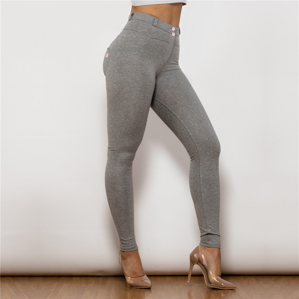 Shascullfites Melody Cotton Bum Lifting Leggings Booty Shaping Gray Push Up Pants Women