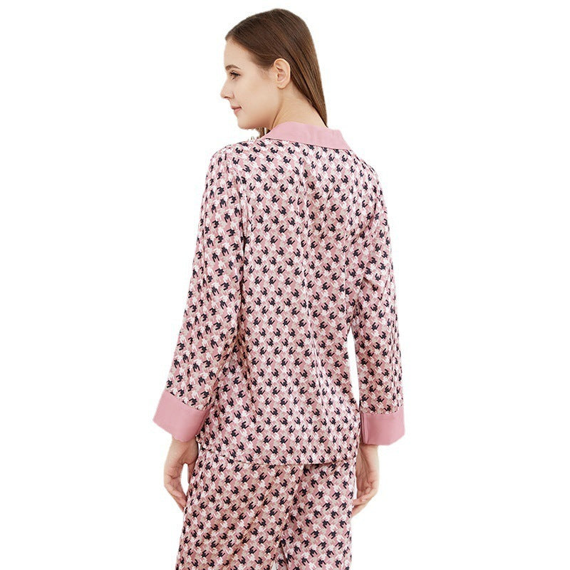 Women's New Ice Silk Print Pajama Set Loose And Fashionable