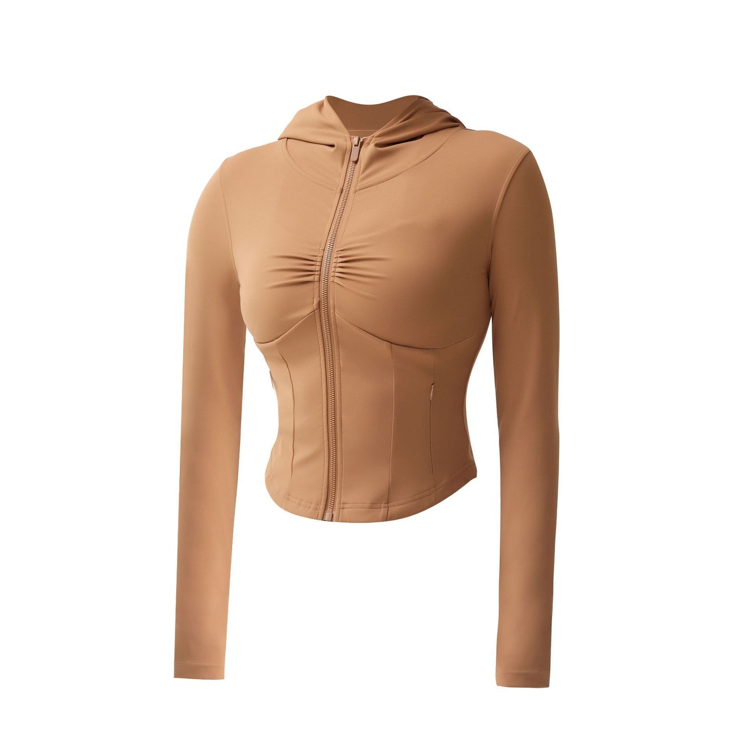 Spring And Autumn Women's Hooded Sports Jacket Slim Fit Slim Look Running Training Workout Top