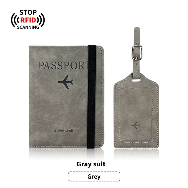 Leather Passport RFID Cover & Luggage Tag Set